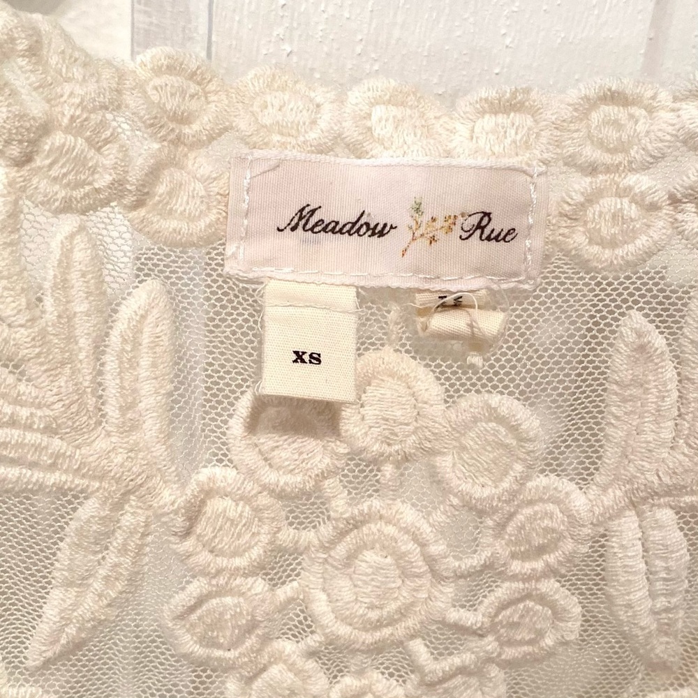 Anthropologie Meadow Rue XS Cream Ivory Embroidered Blouse - Picture 3 of 5
